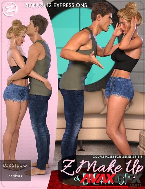Z Make Up and Break Up - Couple Poses and Expressions for Genesis 3 & 8