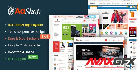 ThemeForest - AaShop v1.0.3 - Responsive & Multipurpose Sectioned Bootstrap 4 Shopify Theme - 23181870