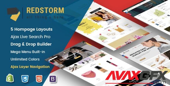 ThemeForest - RedStorm v1.0.3 - Creative Drag Drop Sectioned Responsive Shopify Theme - 21333471