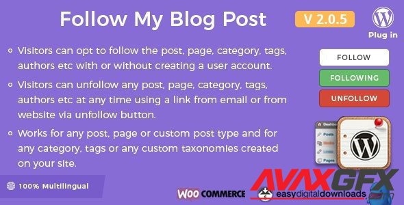 CodeCanyon - Follow My Blog Post v2.1.0 - WordPress / WooCommerce Plugin - 6107586