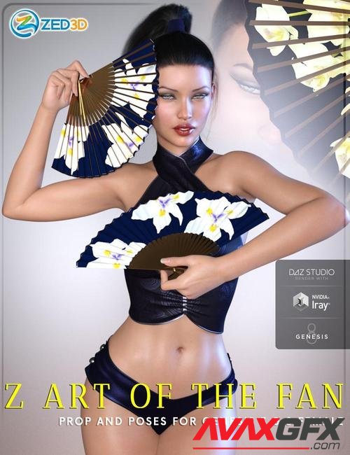 Z Art of the Fan - Prop and Poses for Genesis 3 and 8 Female