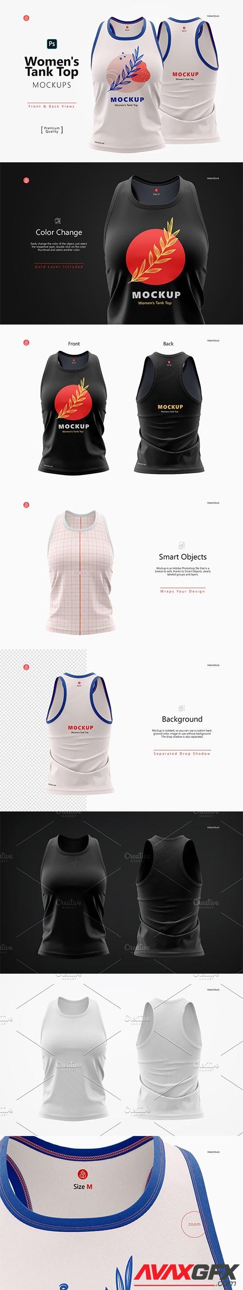 CreativeMarket - Women's Tank Top Mockups, Front Back 6529119