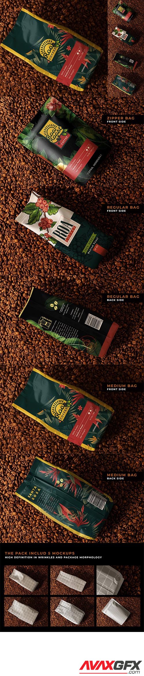 CreativeMarket - Coffee Package Mockup Set 6481546