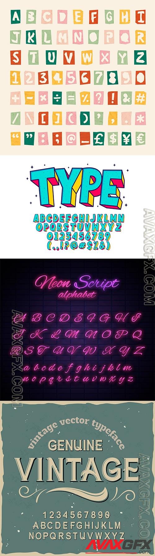 Alphabet and numbers font lettering