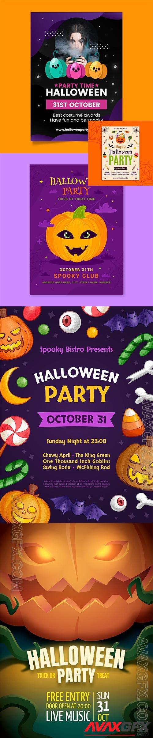 Realistic halloween party vertical flyer template vol 10