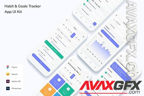 Habit & Goals Tracker App UI Kit X7RVUFA