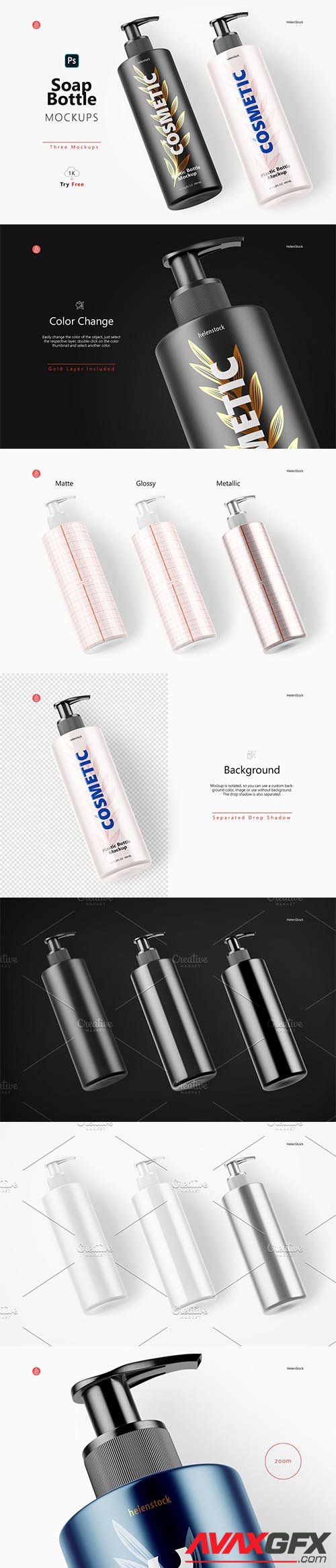 CreativeMarket - Soap Bottle Mockup - Halfside View 5444713