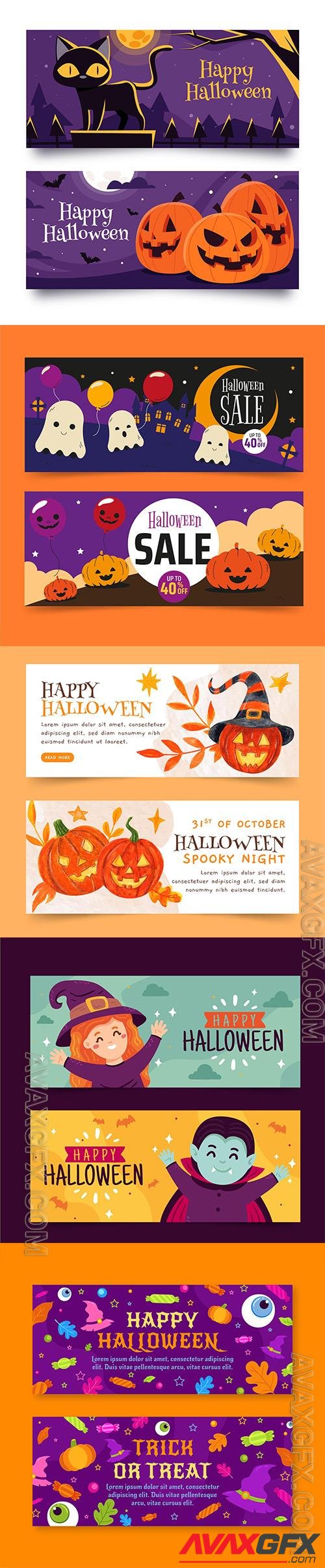 Halloween horizontal banners set vol3