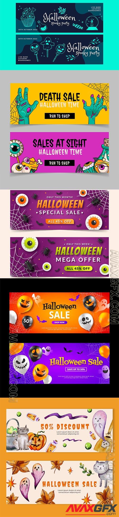 Halloween horizontal banners set vol2