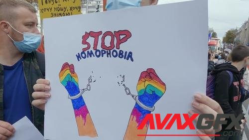 MotionArray – Protester With Stop Homophobia Sign 1034533