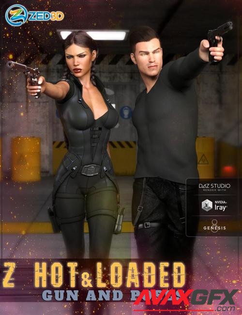 Z Hot and Loaded - Gun and Poses for Genesis 3 and 8