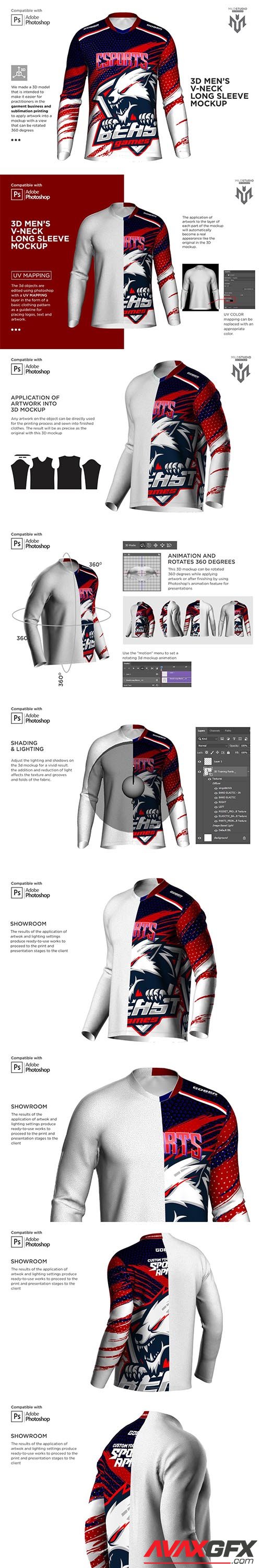 CreativeMarket - 3D Double V Neck Jersey Mockup 6499270