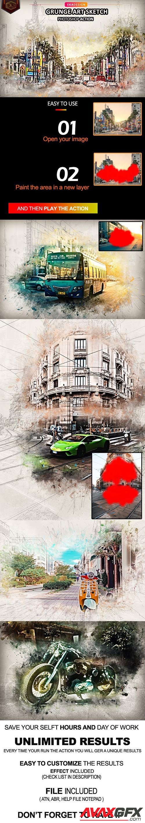 GraphicRiver - Grunge Art Sketch Photosop Action 32980106