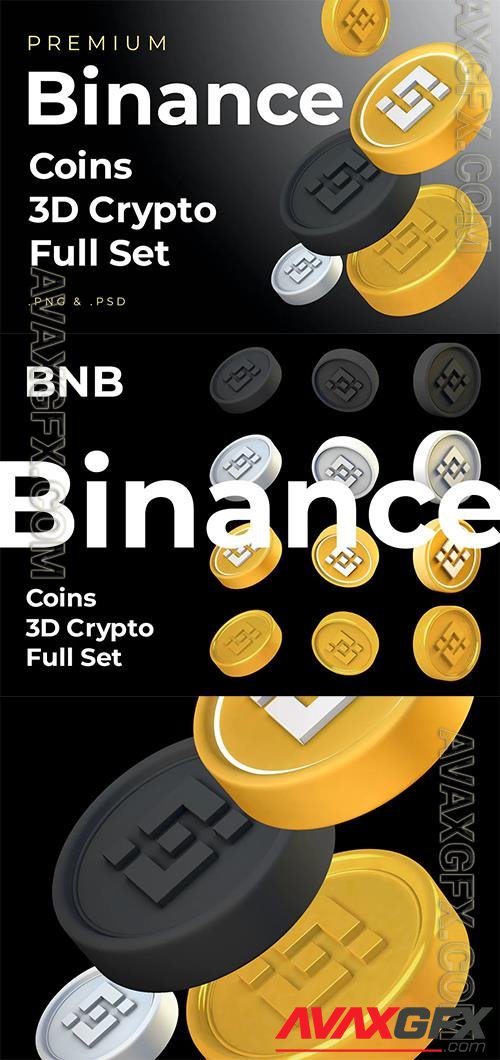 Binance BNB 3d Premium Crypto DeFi Coins Set GUVAQB3