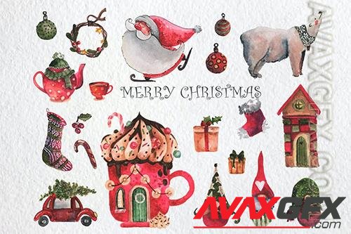 Merry Christmas Watercolor Set 9R6MPF5