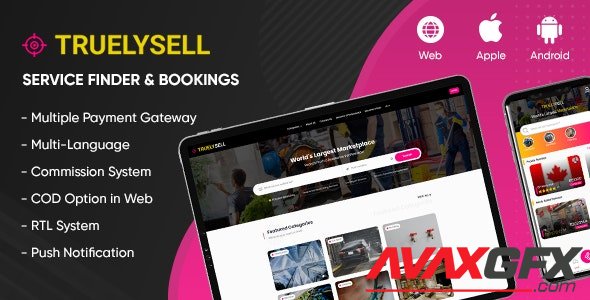 CodeCanyon - TruelySell v2.0.8 - On-demand Service Marketplace, Nearby Service Finder and Bookings (Web + Android + iOS) - 26400110