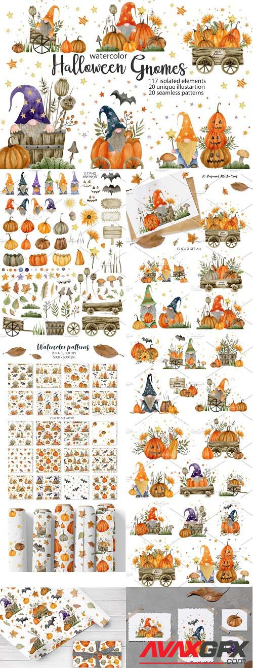 Watercolor Gnomes Halloween - 6439335