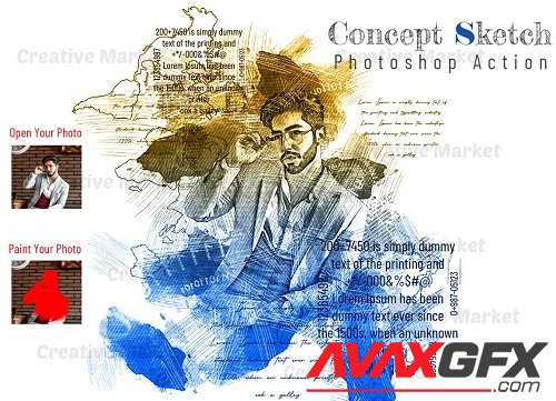 Concept Sketch Photoshop Action - 6581609