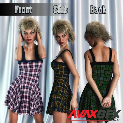 JMR dForce Tartan Short Dress for G3F and G8F