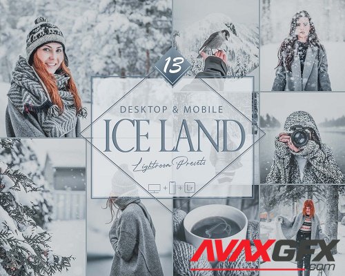 13 Ice Land Lightroom Presets, Winter Mobile Preset, White Desktop LR Filter