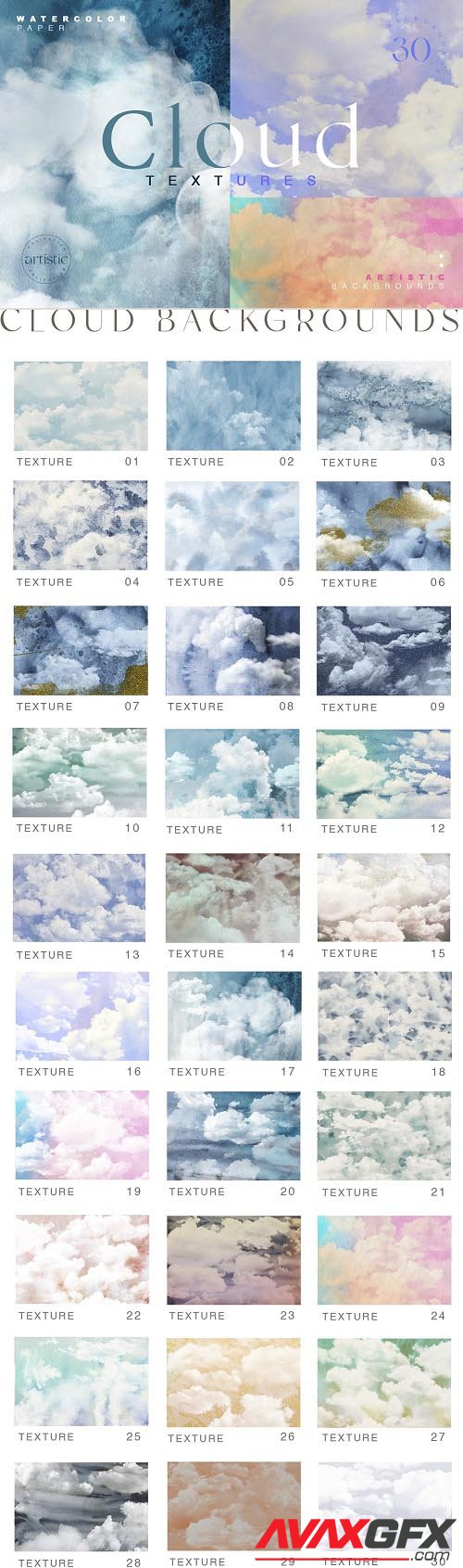 Cloudy Watercolor Abstract Textures - 6561479