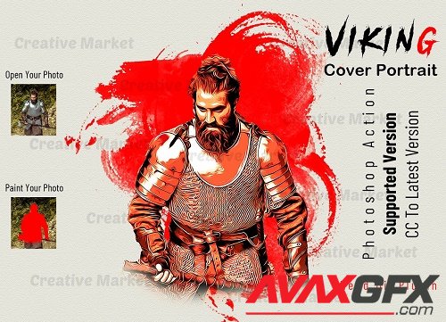 Viking Cover Portrait PS Action - 6584719