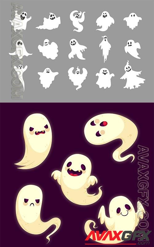 Flat halloween ghost collection