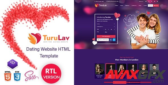 ThemeForest - TuruLav v1.0.0 - Dating Social Network Template (Update: 30 April 21) - 31335881