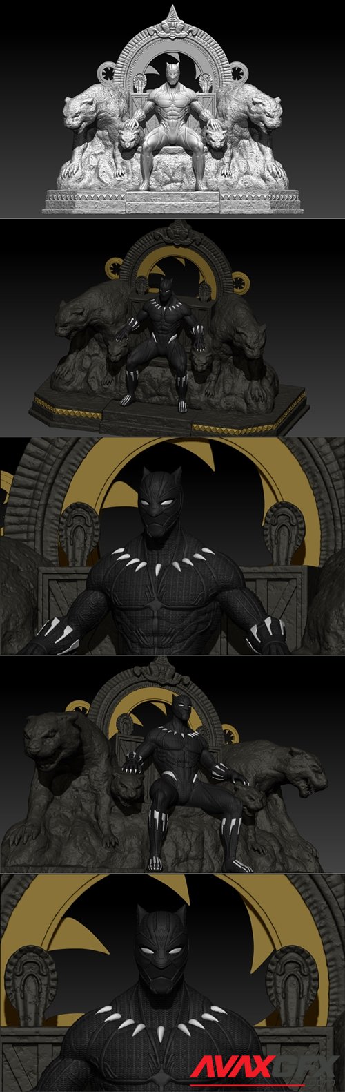 Black Panther on Throne – 3D Printable STL