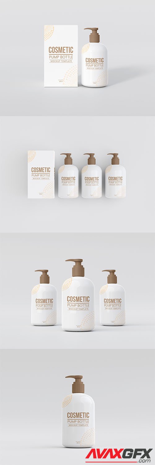 Cosmetic pump bottle with box mockup