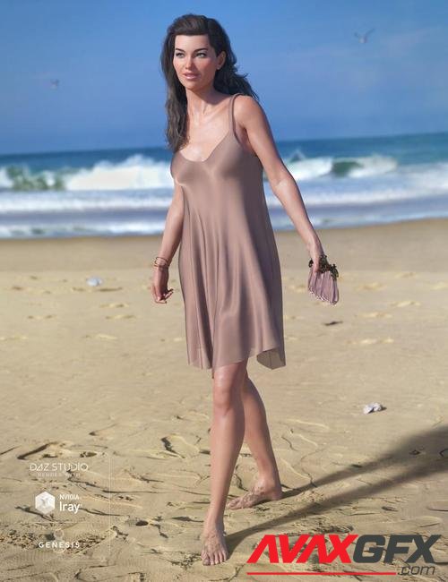 dForce Chiffon Slip Dress for Genesis 8 Female(s)