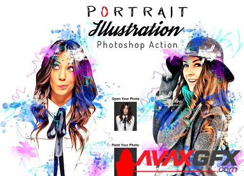 Portrait Illustration PS Action - 6600046