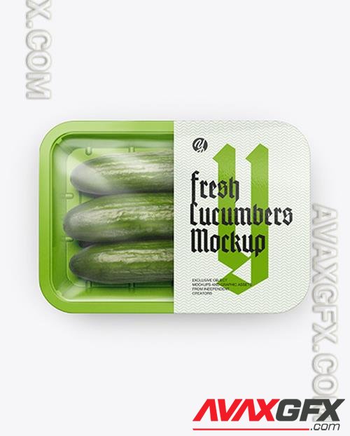 Plastic Tray With Cucumbers Mockup 48434