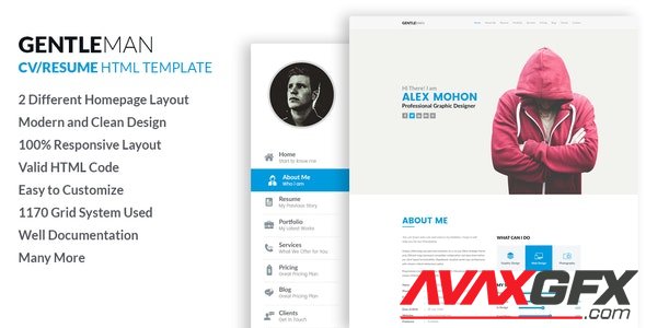 ThemeForest - Gentleman v1.0 - Responsive CV / Resume HTML Template - 19168984