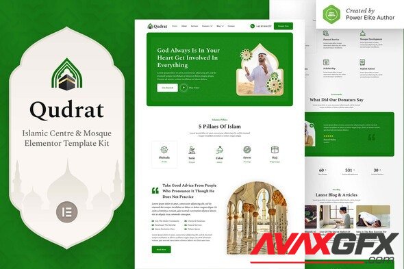 ThemeForest - Qudrat v1.0.0 - Islamic Center & Mosque Elementor Template Kit - 34265992