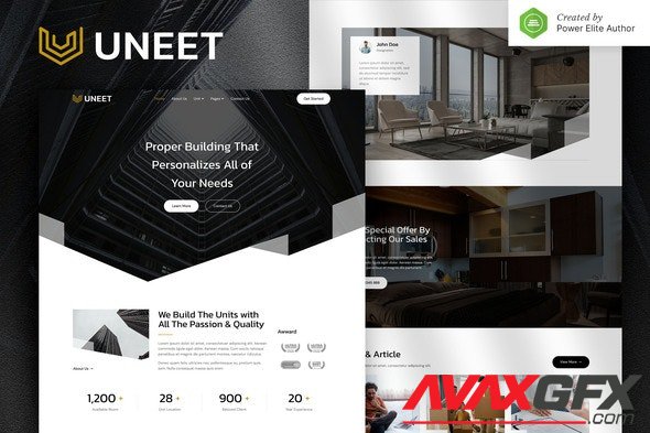 ThemeForest - Uneet v1.0.0 - Apartment & Single Property Real Estate Elementor Template Kit - 34329352