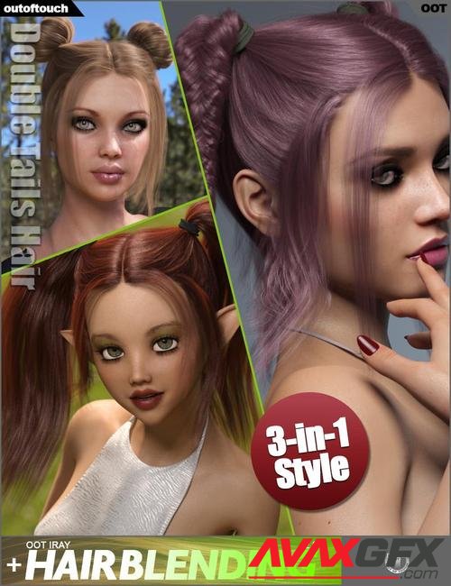 Double Tails Hair for Genesis 3 and 8 Female(s)