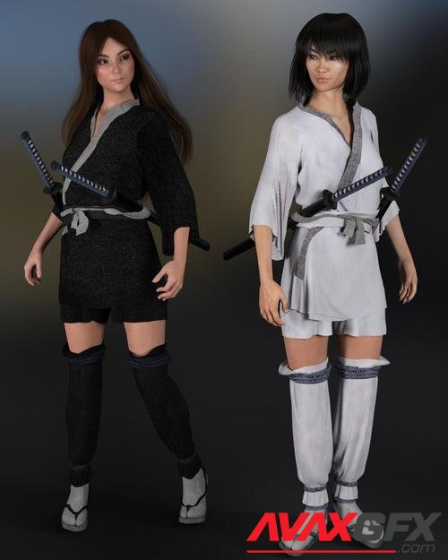 dForce Shinobi Outfit for Genesis 3 and Genesis 8 Female