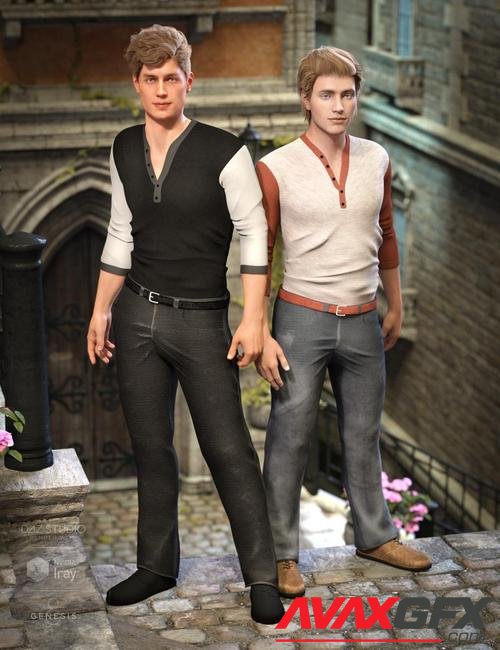 Henley Shirt and Jeans Outfit Textures