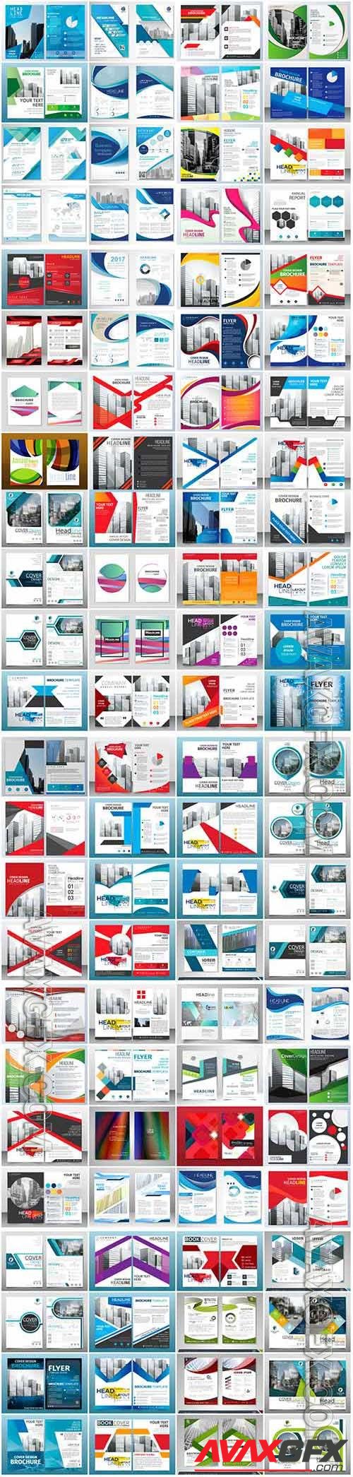 100 Bundle business brochures and flyers in vector vol 2