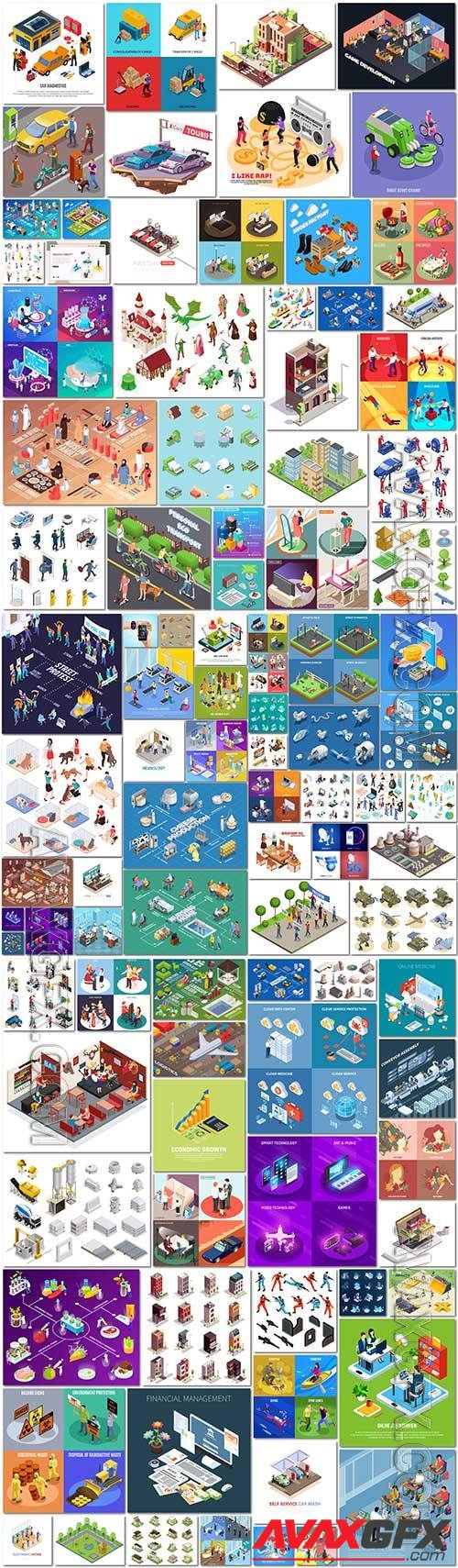 100 Bundle isometric concept vector design vol 17