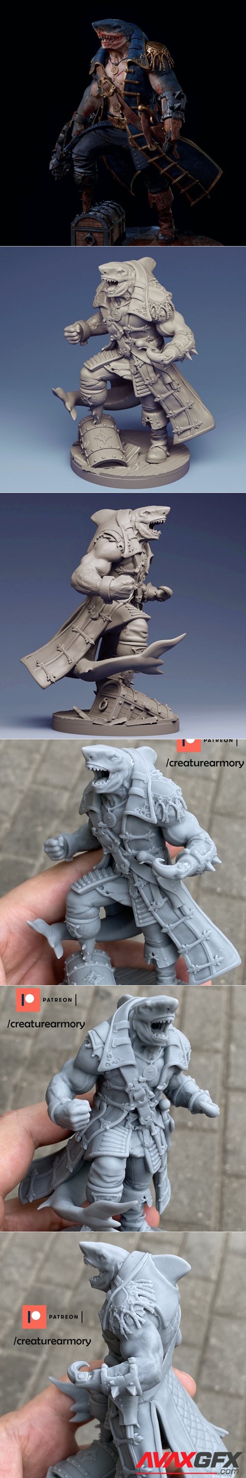 Shark-Man Captain – 3D Printable STL