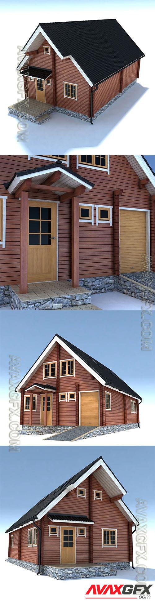 Wooden House High Poly 3d Model o175008