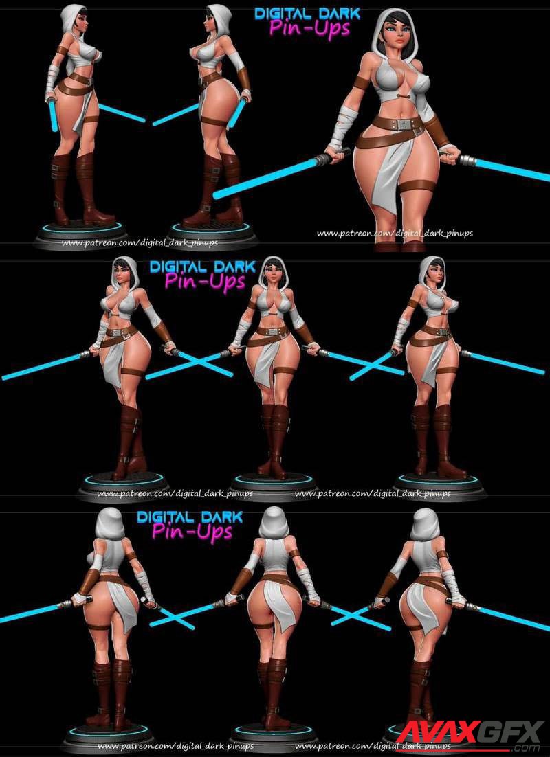 Jedi Girl- Digital Dark – Pin-Ups 3D Printable STL