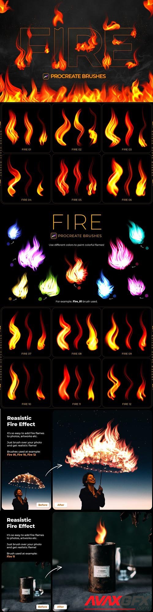 Fire Procreate Brushes - 6606995