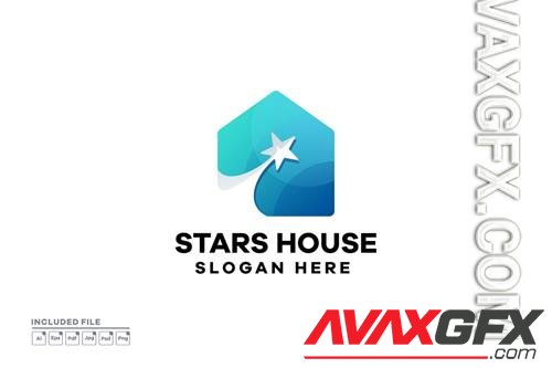 Stars House Gradient Logo Design