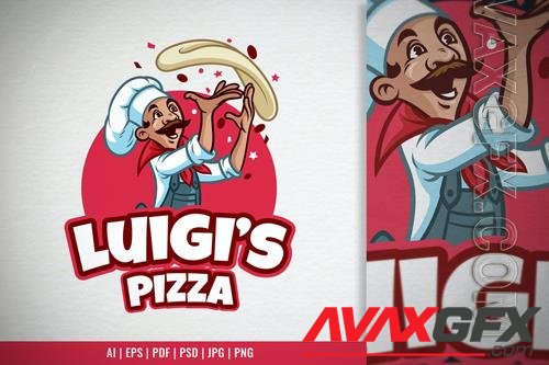 Pizza Chef Cartoon Mascot Logo