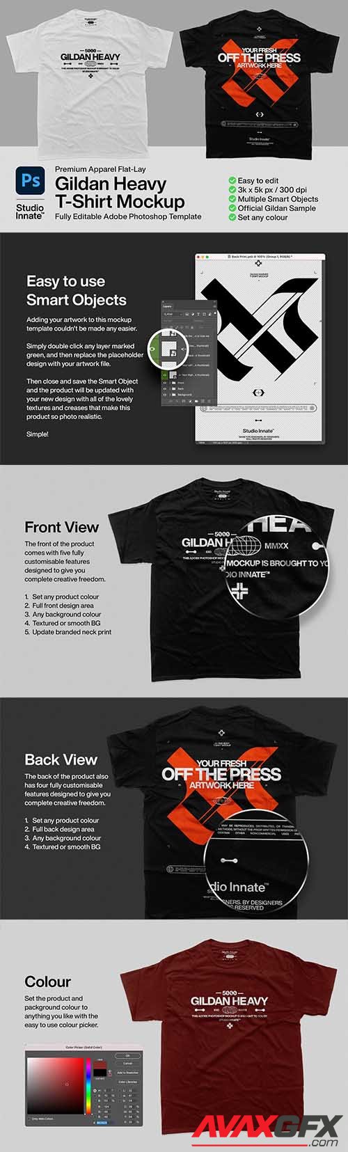 CreativeMarket - 5000 Gildan Heavy - T-Shirt Mockup 5869679