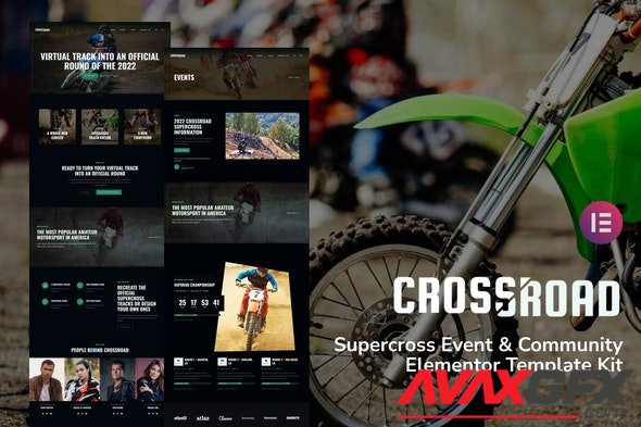 ThemeForest - Crossroad v1.0.0 - Supercross Event & Community Elementor Template Kit - 34494872