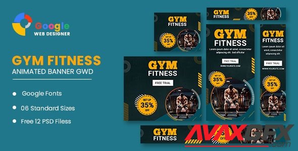 CodeCanyon - Gym Fitness Google Adwords HTML5 Banner Ads GWD v1.0 - 34457945
